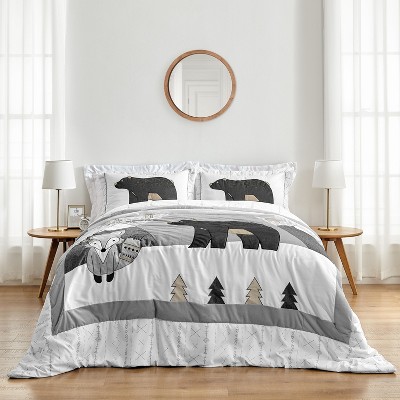 Sweet Jojo Designs Full/Queen Comforter Bedding Set Woodland Friends Grey and White 3pc — фото 2