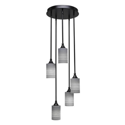Toltec Lighting Empire 5 - Light Pendant in  Matte Black with 4" Gray Matrix Shade