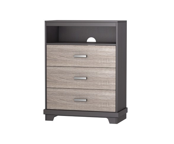 Bailey 3 Drawer TV Chest Dark Brown/Dark Blonde Brown - Loft 607