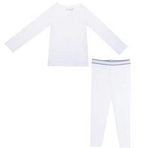 EVERYDAY KIDS Girls Thermal Underwear Set – Long Johns Base Layer for Cold Weather – Microfleece & Moisture-Wicking, White - 1 of 4