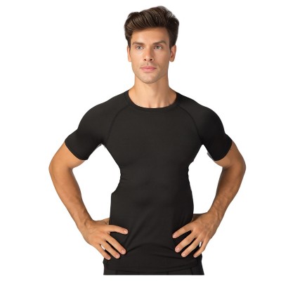 Anna-Kaci Active Men's Fitted Short Sleeve Athletic Shirt with Crew Neck and Color Block Side Panels