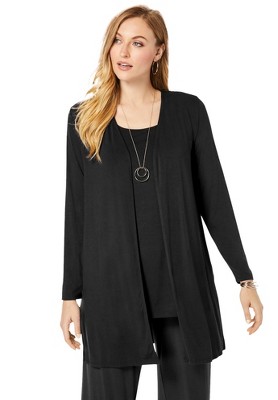 Jessica London Women's Plus Size Everyday Stretch Knit Open Front Cardigan