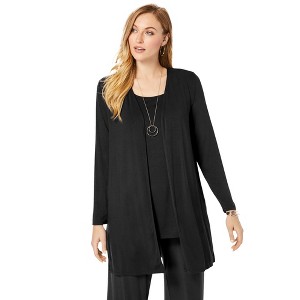 Jessica London Women's Plus Size Everyday Stretch Knit Open Front Cardigan - 1 of 4
