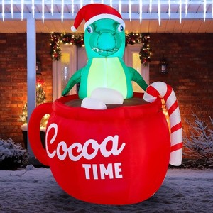 Joiedomi 6 FT Christmas Inflatable Decorations, Dinosaur in a Huge Mug Christmas Inflatable with Build-in LEDs for Xmas Party Outdoor Lawn Decorations - 1 of 4