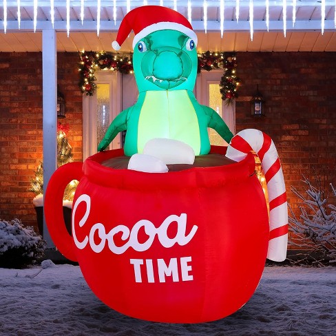 Joiedomi 6 FT Christmas Inflatable Decorations, Dinosaur in a Huge Mug Christmas Inflatable with Build-in LEDs for Xmas Party Outdoor Lawn Decorations - image 1 of 4