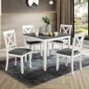 Gulches 5-Piece Modern Dining Set for 4 - 34.5" Grey & White Two-Tone Square Table + 4 X-Back Chairs, Space-Saving for Small Kitchen/Dining Room - 2 of 4