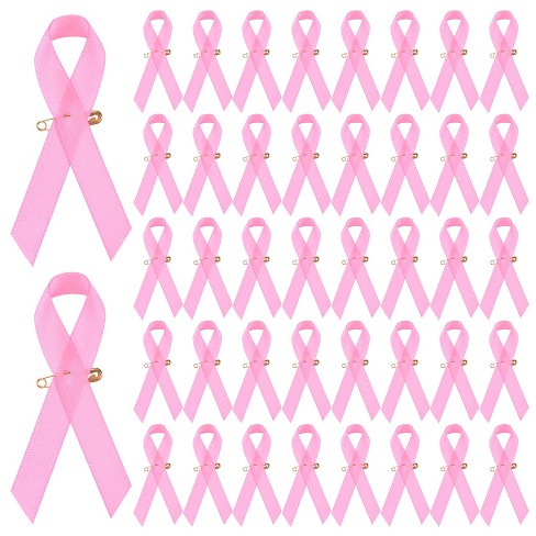 Unique Bargains Satin Awareness Ribbons With Safety Pins 100 Pcs Pink ...
