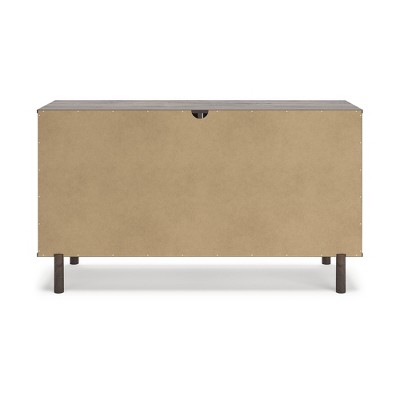 Dark Brown 6-Drawer Walnut Wood Dresser with Goldtone Handles