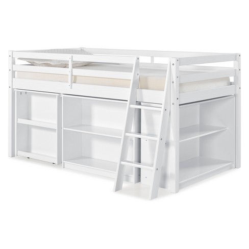 Roxy Junior Loft Bed With Pull Out Desk Shelving And Bookcase