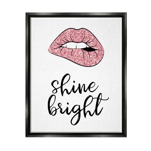 Stupell Industries Shine Bright Pink Glam Lips Framed Canvas - 1 of 3