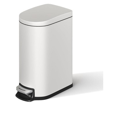 Step-On Stainless Steel Trash Can with Soft-Close Lid, 2.6 Gallon / 10L Slim Garbage Bin with Inner Bucket for Bathroom or Bedroom