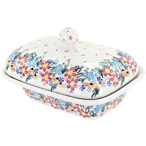 Blue Rose Polish Pottery 66 Vena Butter Tub - 1 of 2