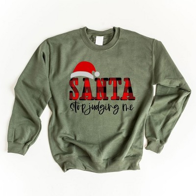 Simply Sage Market Women's Graphic Sweatshirt  Santa Stop Judging Me Plaid
