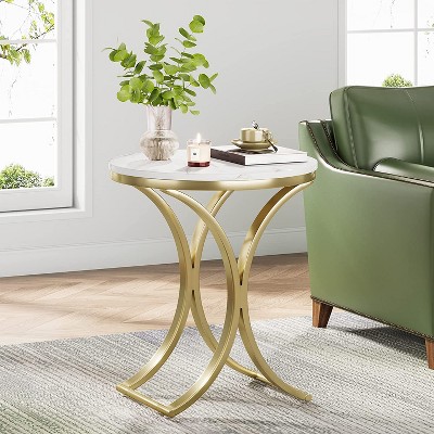 Hommoo Round End Table with Metal Frame