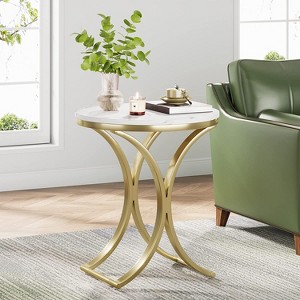 Hommoo Round End Table with Metal Frame - 1 of 4
