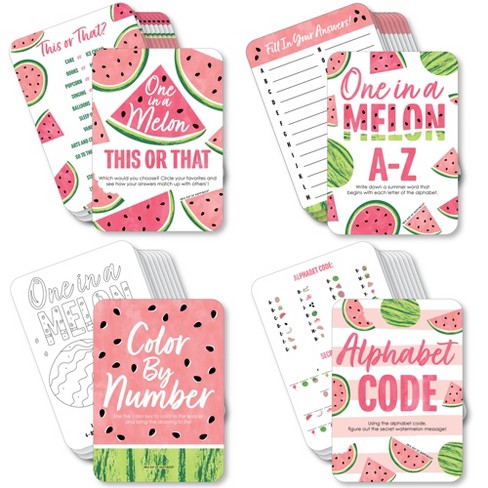 Big Dot of Happiness Sweet Watermelon - 4 Fruit Party Games - 10 Cards Each - Gamerific Bundle - image 1 of 4