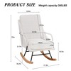 VECELO Upholstered Faux Leather/Teddy Fabric Rocking Chair Modern Lounge Rocker Recliner with Padded Seat, Safe Solid Wood Base White/Brown - 3 of 4