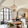 DORESshop 8 in. 4-Light Wood Grian/GrayGeometric Open Cage Pendant Light, Chandelier for Dining Room, House Foyer - 3 of 4