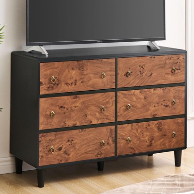 5/6/7 Drawer Dresser for Bedroom, Wood Chest with Curved Profile and Vintage Circle Handles, Storage Organizer for Bedroom and Living Room