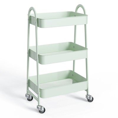HDZNVF 3 Tier Metal Utility Storage Organizer Kitchen Trolley Bathroom Laundry Room Bar Office Shelves