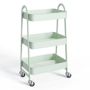 HDZNVF 3 Tier Metal Utility Storage Organizer Kitchen Trolley Bathroom Laundry Room Bar Office Shelves - 1 of 4
