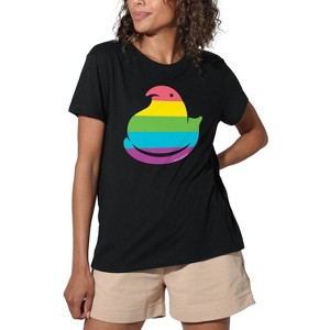 Rainbow Striped Easter Peep Women's Loose T-Shirt Black - 1 of 4