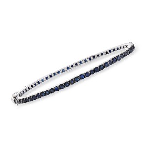 Ross-Simons 5.25 ct. t.w. Sapphire Eternity Bangle Bracelet in Sterling Silver Size 7.5 - 1 of 3