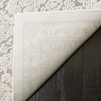 Beige Floral Synthetic 2'3" x 12' Runner Rug