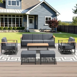 Outdoor Swivel Rocker Patio Chairs High Back Wicker Patio Furniture - 1 of 4