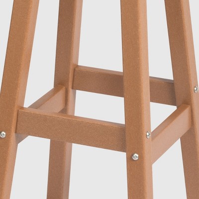 29" Brown HDPE Outdoor Armless Bar Stools Set of 2