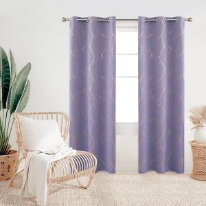 Deconovo Gold Line 52 Width Curtain Panel Pair (2 Panel) - 1 of 4