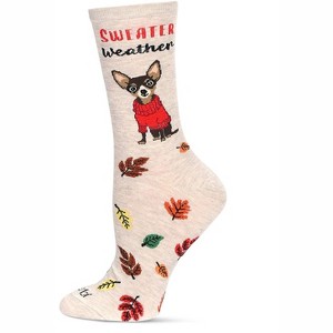 Memoi Women's Sweater Weather Bamboo Crew Socks Oatmeal Heather 9-11 - 1 of 3