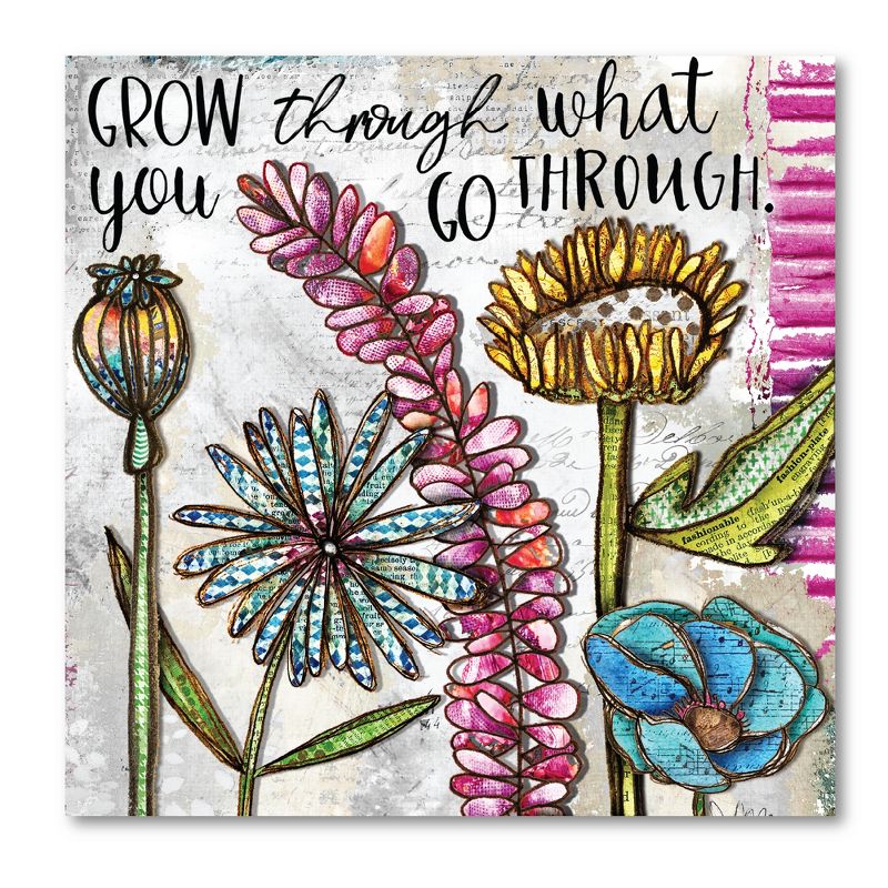 Grow Through What You Go Through Botanical Canvas Wall Art
