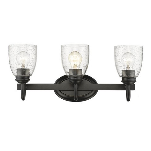 Golden Lighting Parrish 3-light Vanity Light In Matte Black With Seeded ...