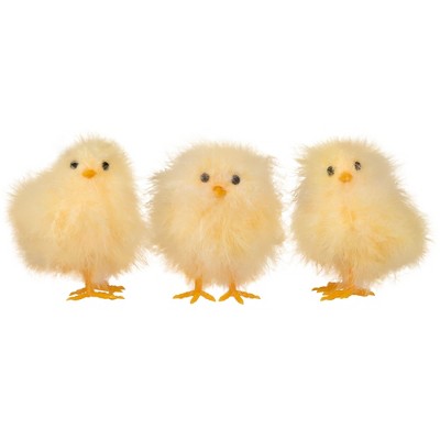 Northlight Furry Chicks Easter Decorations - 3.25" - Yellow - Set of 3