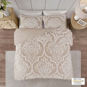 Okak Queen/King 3-Piece Cotton Tufted Chenille Bed Duvet Cover Set Mini Set,Comfortable Coverlet Bedding Sets,Machine Washable - 1 of 4