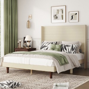 Sapphtopaz Bed Frame Platform Bed with Stylish Comfortable High Headboard for Reading or Relaxing, No Box Spring Needed - 1 of 4
