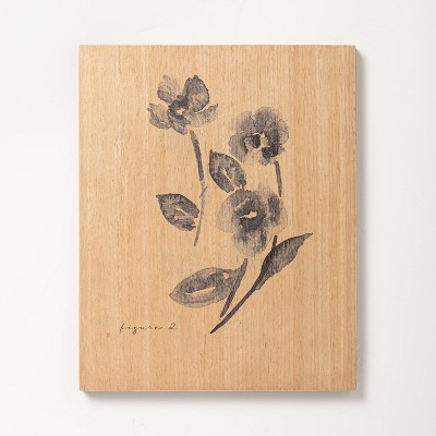 8" x 10" Double Floral Stem Wood Slab Wall Art - Hearth & Hand™ with Magnolia