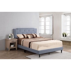 CAVINAS Full Size Modern Sleek Platform Bed Frame with High Upholstered Headboard,No Box Spring Needed - 1 of 4