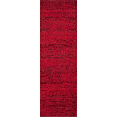 Chic Lodge-Style 30" Square Red & Black Synthetic Rug