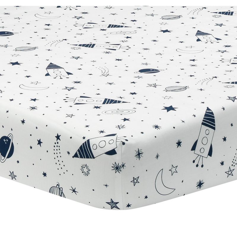 Lambs & Ivy Sky Rocket 5-Piece Blue Galaxy/Space Nursery Baby Crib Bedding Set, 3 of 10