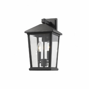 Beacon 2-Light Outdoor Wall Light - Modern Glass Fixture, Dimmable, Wet Rated, 15" Height - 1 of 3