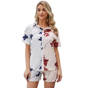 Clearlove 2 Piece Outfits for Women Button Down Loungewear Summer Shorts Sets With Pockets - 1 of 4