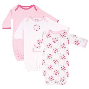 Luvable Friends Infant Girl Cotton Gowns, Pink Floral, Preemie/Newborn - 1 of 4