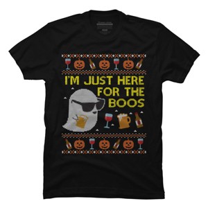 Men's Design By Humans Funny Here For The Boos Ugly Halloween Sweater By DragonTee T-Shirt - 1 of 4