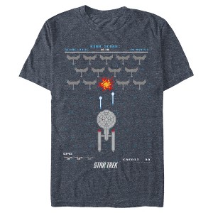 Men's Star Trek Enterprise Pixel Video Game Battle T-Shirt - 1 of 4