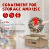 VINGLI 24 Inch Prelit Battery Operated Christmas Wreath, Small Christmas Wreath for Front Door, Window, Gold - 4 of 4