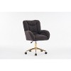 Velvet/Teddy Fabric 360 Swivel Home Office Chair With Gold Metal Base And Universal Wheels, Height-Adjustable Task Chair 4L - ModernLuxe - 4 of 4