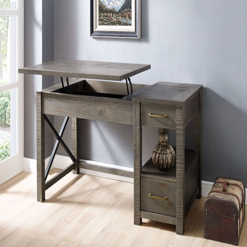 Dexter Lift Writing Desk Distressed Gray - Steve Silver Co., 3 of 7