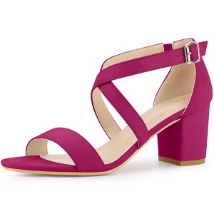 Perphy Women's Crisscross Buckle Strap Open-Toe Chunky Heels Sandals - 1 of 4